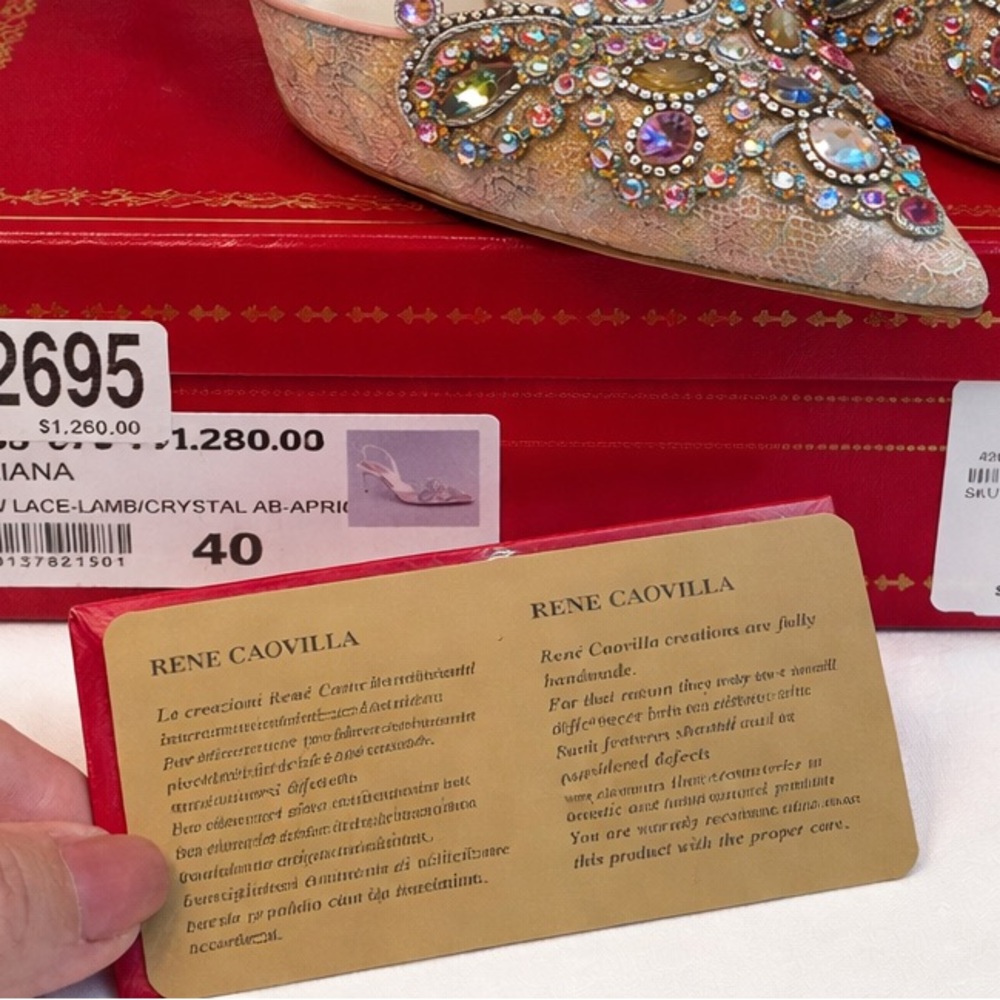 Rene Caovilla • “Veneziana” Rainbow Lace Sling Back Heels - Picture 9 of 17